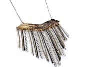Leather Necklace - Chevron - Snakeskin with Fringe