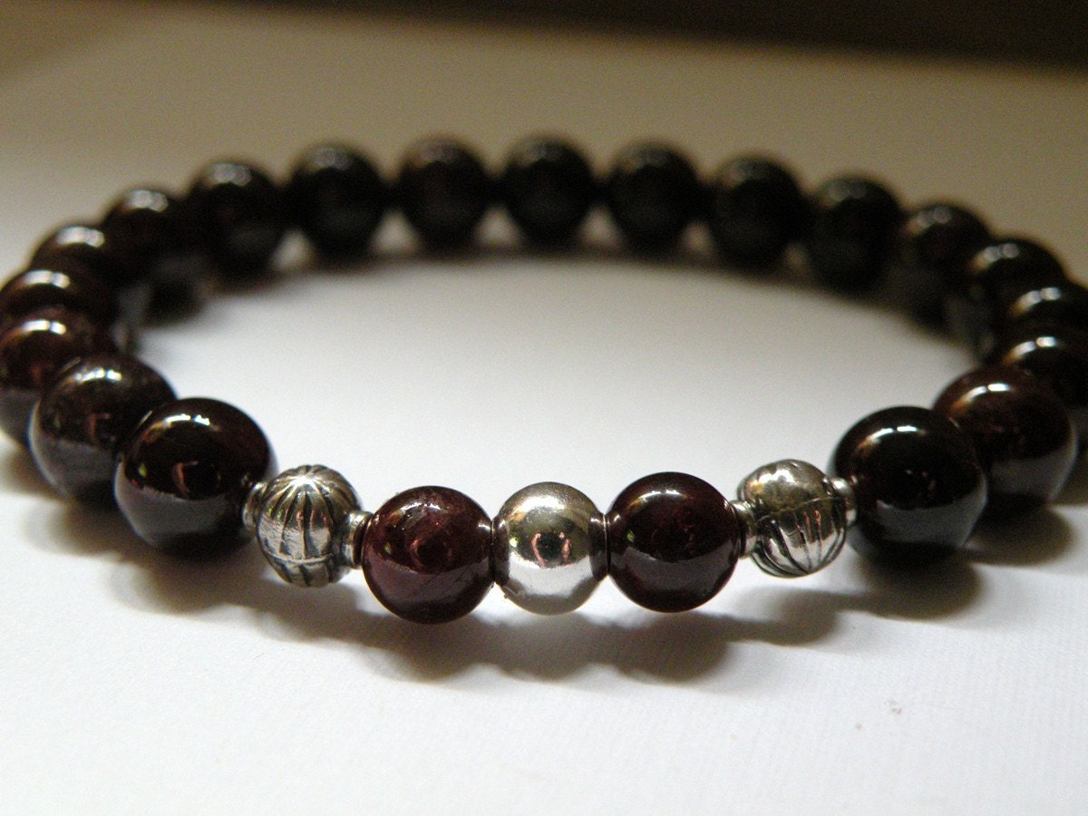 Bordeaux - Rich Garnet Sterling Silver Bracelet - Handcrafted - Fall Collection - Bali Silver