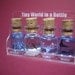 Four kinds of sea animals are in a tiny bottle in a small cute case