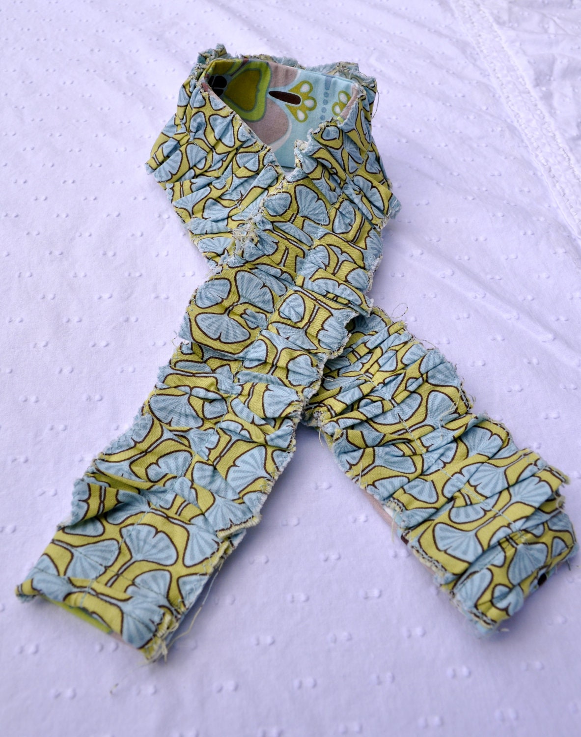 DSLR Cover Strap Cover with Blue Gingko Print Ruffle