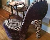 Handmade Lavender & Zebra High Heel Shoe Chair "FREE SHIPPING"