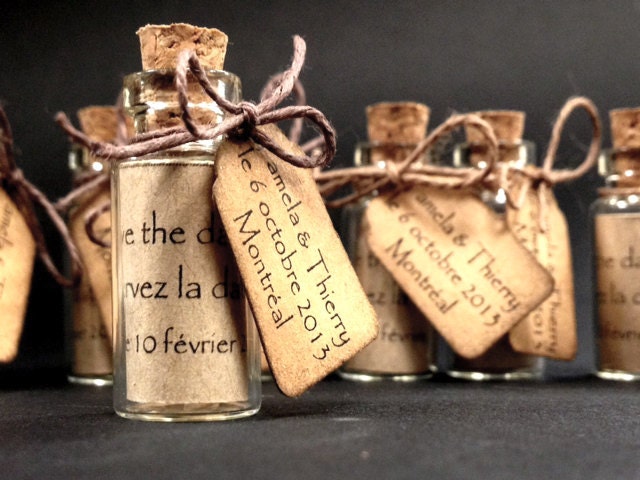 Tiny message in a bottle, vintage inspired, great for weddings, showers, parties , Alice theme, miniature save the date, favor, place card