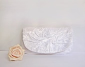 White Clutch Bag , Elegant ..Retro.. Aristocratic  Clutch Bag in white silk velvet plush OOAK