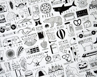 Things That Are Awesome - 18x24 Ink Illustration