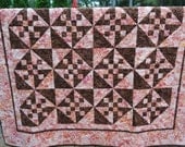 Dancing Tulips pink and brown quilt