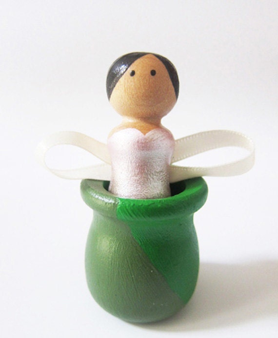 Personalized Fairy Peg Doll in a Leaf Pot