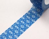 Geometric stars on bright blue - Chugoku Washi Paper Masking Tape-11 Yards