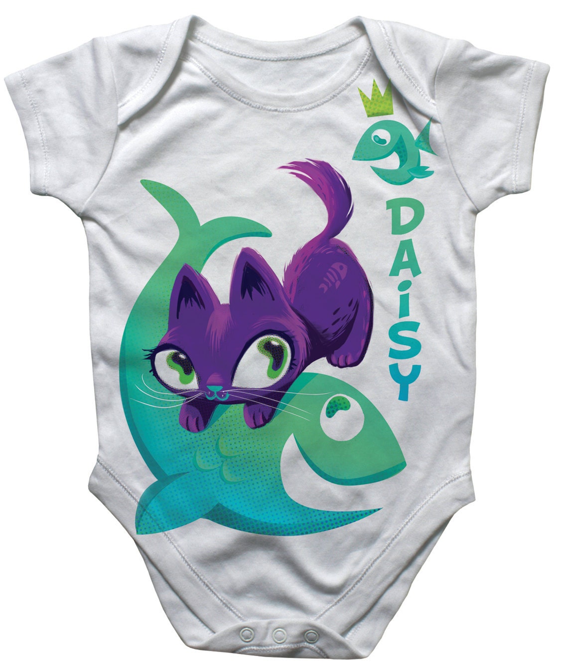 Kitten Baby Onesie, Personalized Girl Infant Snapshirt