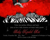 Zebra Print and RED TuTu Baby Shower Invitation for GIRL