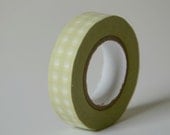 1 roll Paper Tape - Light olive with white squares