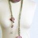 Skinny scarf lariat fiber necklace scarf necklace cotton ceramic long grey beige magenta vegan ooak ceramic beads women curationnation