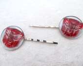 Red Autobot symbol barrettes