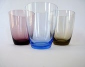 Vintage Coloured Glass Tumblers Set of Three