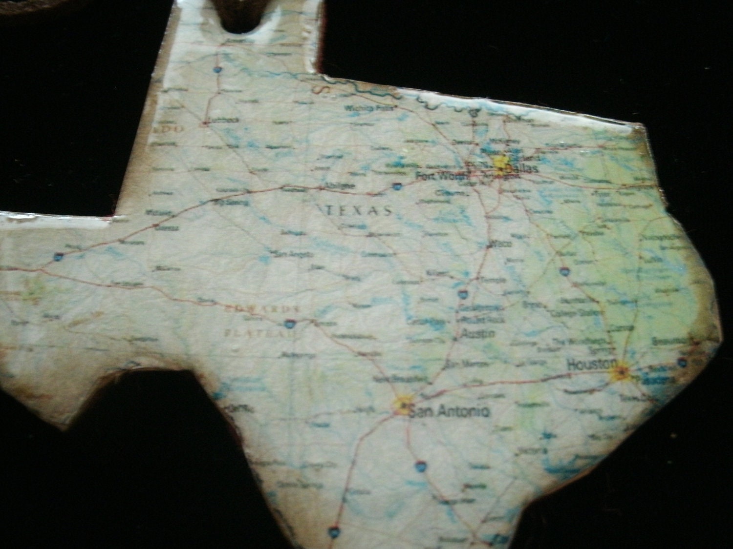 vintage map of texas ornament