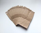 Paper Kraft Bags with Pumpkin Edges for Fall Wedding Favors or Halloween Party Gifts Set of 10