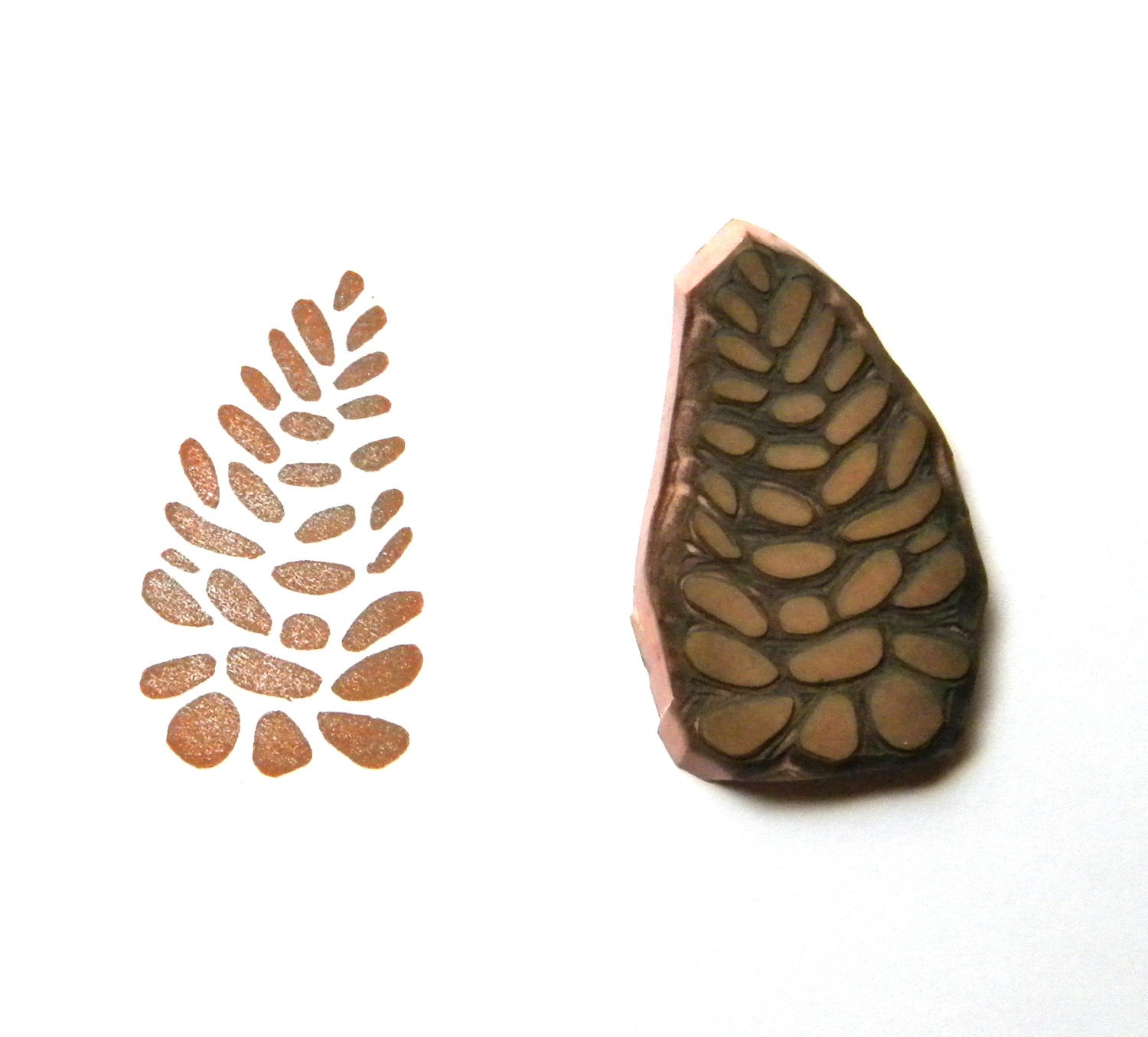 Pine cone stamp hand carved rubber stamp