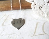 YOU and ME handstamped heart id tag necklace (sterling silver)