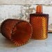 Amber Votive Candle Cups Diamond Cut Glass Wall Sconce Vintage
