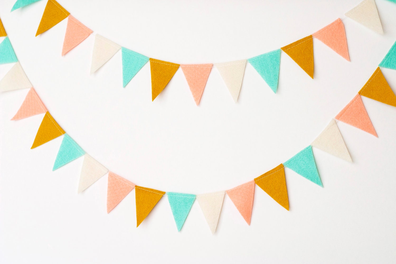 Mini Felt Bunting Garland (aqua, mustard, peach, cream)