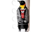 Hand painted set of 4 Coffee cups - Mr Penguin