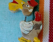 SALE )) darling vintage 1940s wooden Pelican nodder pin