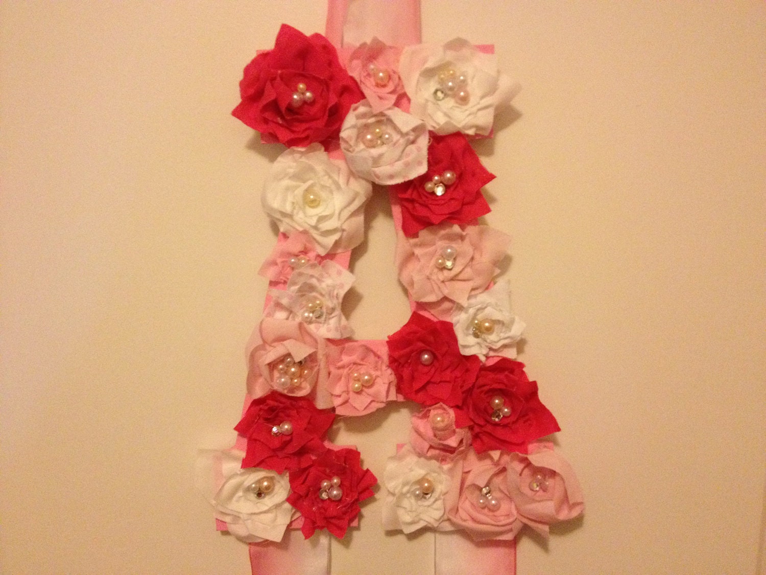 Monogram Hair Bow Holder - Fabric Flower Hair Bow Holder - Monogram Wall Decor