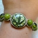 REAL MARIJUANA LEAF Green Foil Resin Beaded Hemp Bracelet - Roach Clip Clasp