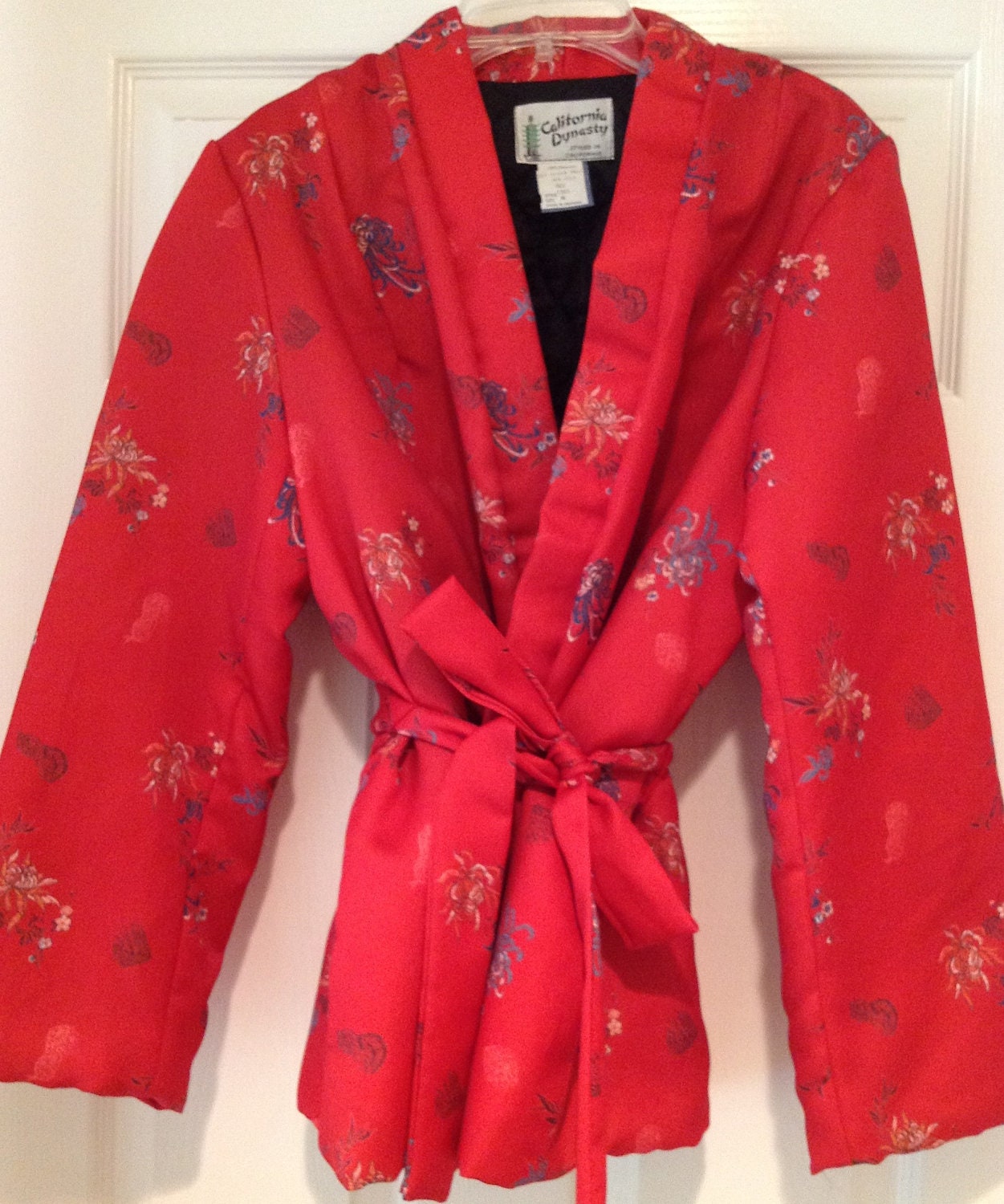 Vintage Asian Inspired Red Kimono Style Jacket