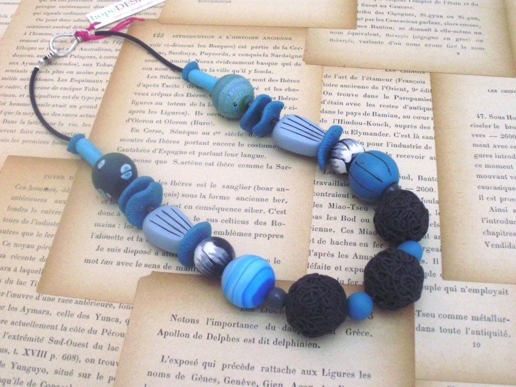 ARDOISE Necklace Deep Blue and Black Colourful and Original Unique Present 75 USD