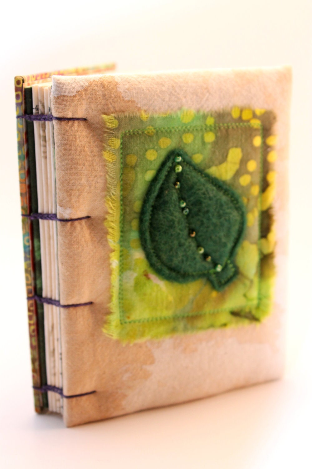 Handmade Journal: 'Radiant' Green Felt Leaf