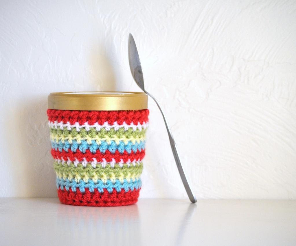 Ice Cream Cozy Pint Cover Sleeve  Striped Design