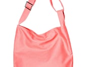Vegan messenger bag, CORAL PINK bag, Large urban Xbody bag with adjustable strap and a removable zippered case - Loop