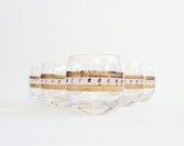 30 percent off sale // Vintage GOLD Wheat Pattern Roly Poly Mid Century Glasses - Set of 5 - 1960s