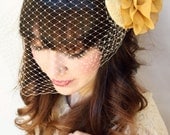 Gold Feather Fascinator - Cocktail Hat