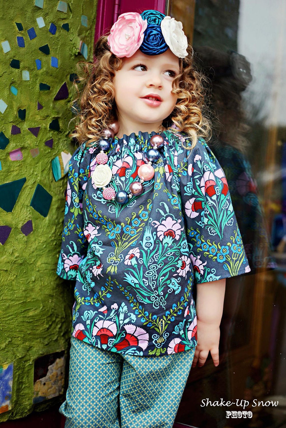 LAST ONE  Fall Blossom Peasant Shirt - Sizes 6MO - 3T