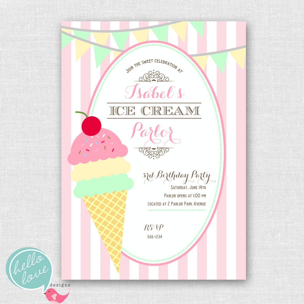ice cream parlor printable birthday invitation Il_170x135