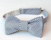 Men's Bow Tie in Espresso Seersucker Stripe