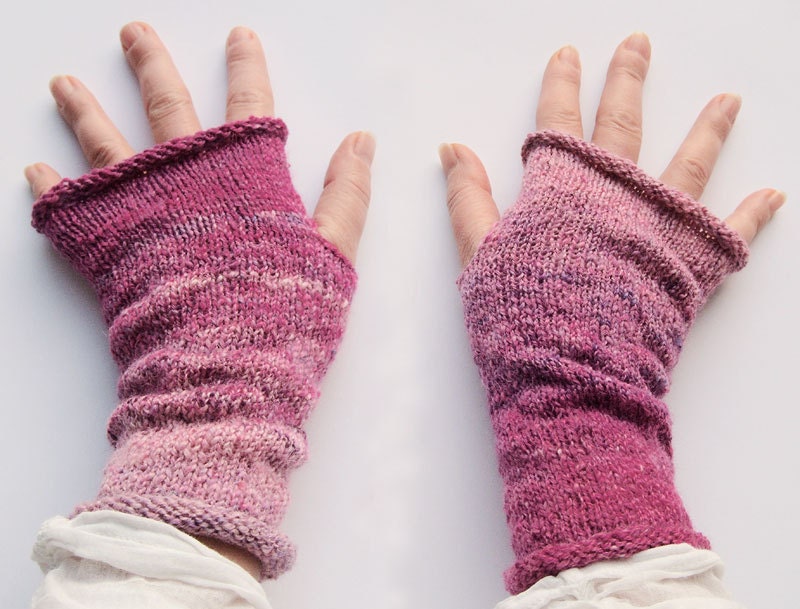 Love mittens - fingerless - handdyed handspun handknitted