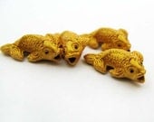 4 Tiny Gold Koi Fish Beads