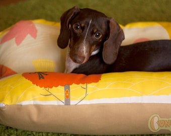 Trees Gold Yellow Orange - Deluxe Bunbed Dog bed for Dachshunds and other small dogs