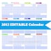 INSTANT DOWNLOAD 2013 EDITABLE Planner or Binder Calendar - 12 documents