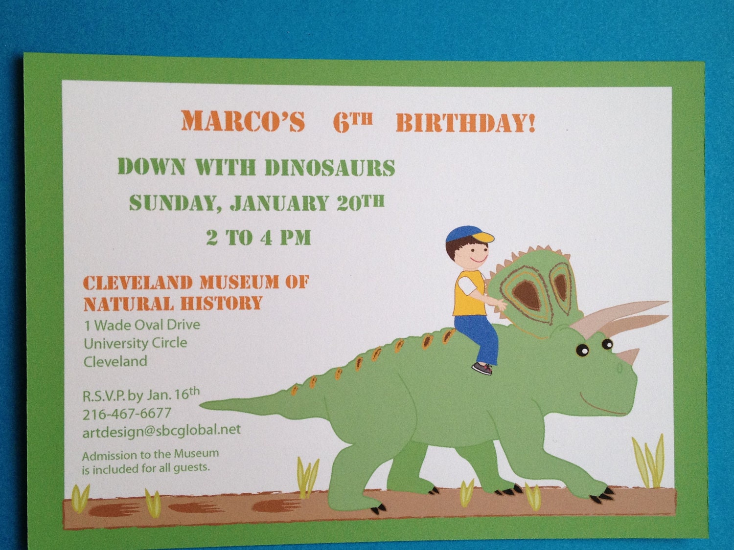 Printable Triceratops  Birthday Invitations PDF girl or boy