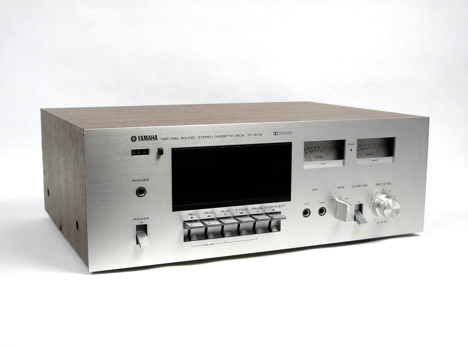 1970's Yamaha Natural Sound Cassette Tape Player, Model TC 511S, Aluminum Face, Clean, NR, Vintage, Minimalist