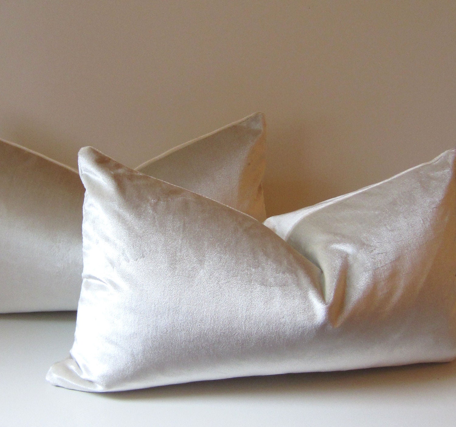 Silver pillow - Decorative Pillow Cover -  12 X 22 inch - Lumbar Pillow - Silver velvet - silk velvet - ready to ship