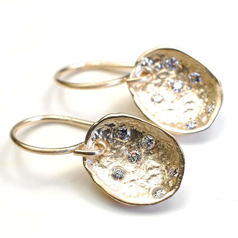 Diamond Earrings, Organic Diamond Earrings, Pod Earrings, Gold Diamond Earrings, Diamond Pod Earrings, Gold Organic Earrings, Nixin