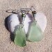 Sea Glass Earrings in Pale Sea Foam Green with Glass Bead Accents
