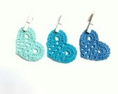 Crochet blue hearts - Wedding decorations, favors, applique, embellishments /set of 9/