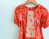 Girls Deco Drop Waist  Orange Feather Dress