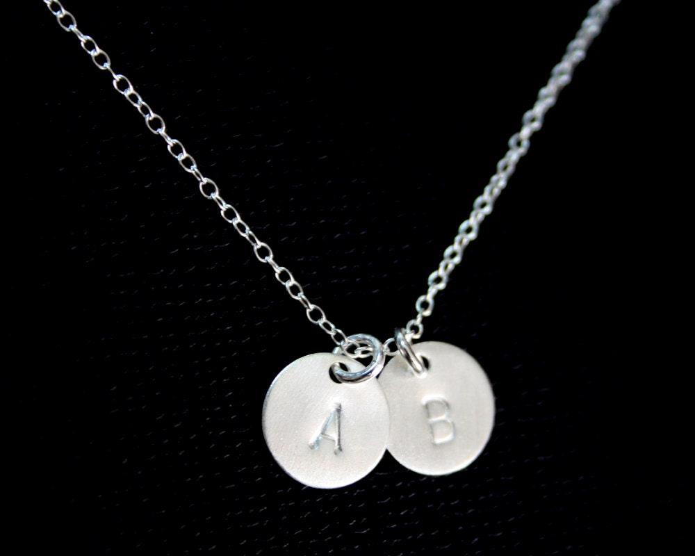 Sterling Silver Initial Disc Necklace