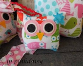 Owl Birthday Party Favor /owl pillow / Baby Shower / Urban Zoologie blue lime pink red aqua  / Mini Itty Bitty /Nursery Decor / Owl Pillow